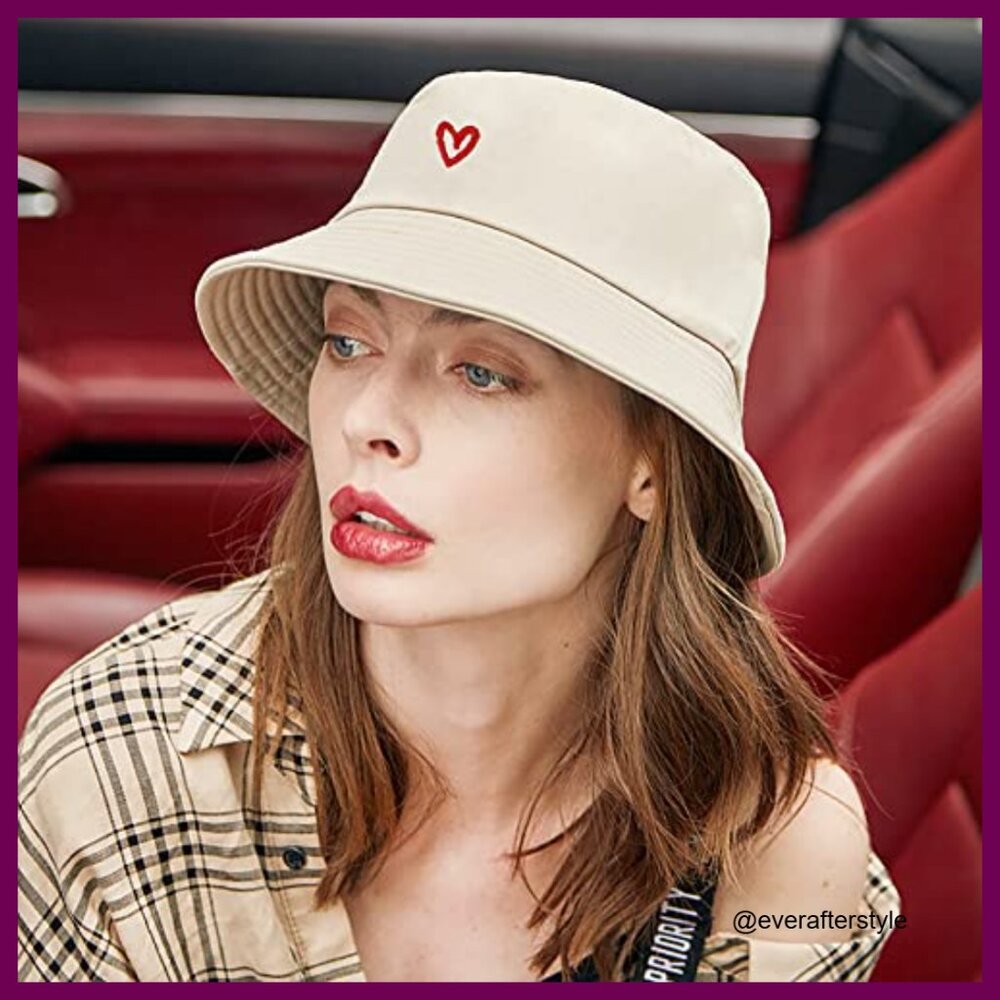 Cotton Bucket Hat with Embroidery for Beach and Outdoor Activities - Picture 2 of 5